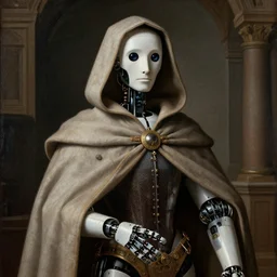 a robot wearing a hooded cloak, a renaissance painting