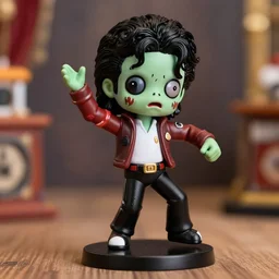 michael jackson thriller cute toy statue, dance pose, zombie, hdr, sideshow collectibles, high detail,