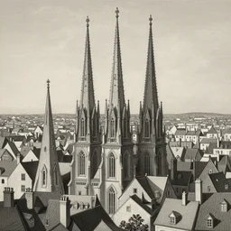 hogrove, the city of spires by greg rutkowski, zdzisław beksinski, gustave dore, edward gorey,