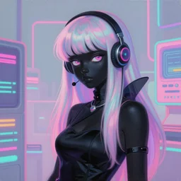 retro 9 0 s, lofi girl aesthetic, black queen lady, pastel, vaporwave colors, anime, futuristic, hyperrealistic painting, by stanley twardowicz, ilya kuvshinov, rossdraws
