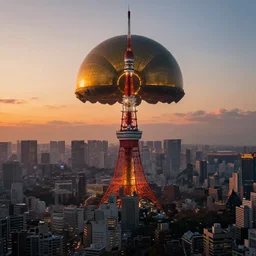 nuclear winter, tokyo city, near future, fantasy, sci - fi, hyper realistic, serene, sunset.