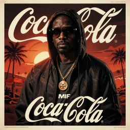mf doom, in the style by vintage coca cola poster