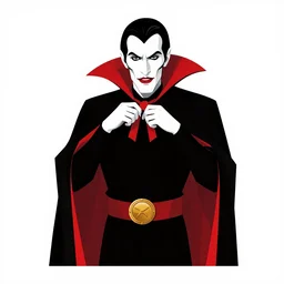 Dracula, silkscreen, three-color palette, red, black, white, vector style, Tom Whalen, Jonny Wan