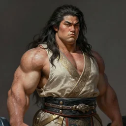 painted portrait of rugged thick very [ roided ] and [ veiny ] very beautiful female weightlifter [ mai shiranui ], big wide face, long hair, upper body, robe fantasy intricate elegant highly detailed digital painting, artstation, concept art, smooth, atmospheric lighting sharp focus illustration art by craig mullins greg rutkowski