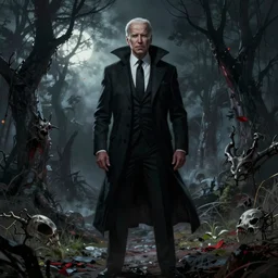 illustration joe biden but he's a Nosferatu, artstation, horror, VTM
