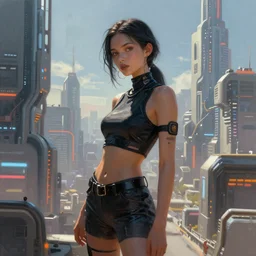 hd photo of futuristic cyberpunk city digital painting style of Jeszika Le Vye