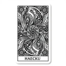 a beautiful vaporwave fractal tarot card featuring bold occult imagery with clean lines. haeckel. detailed adult coloring book