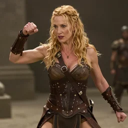 helen mirren as xena warrior princess, fight scene