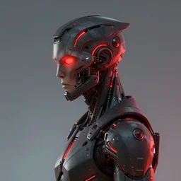 profile portrait of a cyberpunk android, red glow, warframe, ultron, digital art, trending on artstation