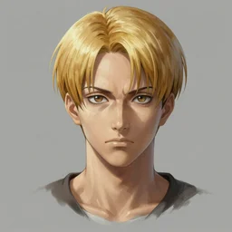 portrait of a young man by greg rutkowski, armin arlert from attack on titan, blond short hair with bangs, he is about 2 0 years old, highly detailed portrait, digital painting, artstation, concept art, smooth, sharp foccus ilustration, artstation hq