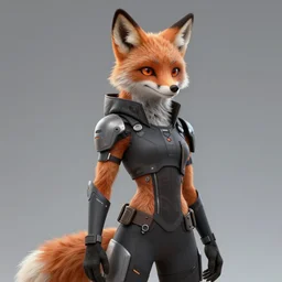 realistic furry anthro fox art wearing futuristic clothing
