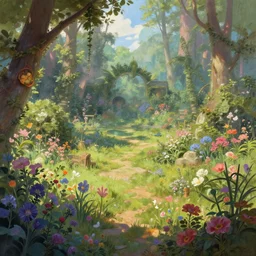 a marc simonetti fantasy illustration of a blooming garden