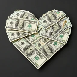 a photo of a heart made out of cash money, artstation