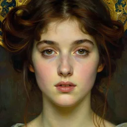 beautiful young woman detailed realistic face portrait by maxfield parrish and jean delville, art nouveau, symbolist, visionary, pre - raphaelite