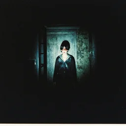 A liminal expired 35mm photograph of Silent Hill 2, flash photography