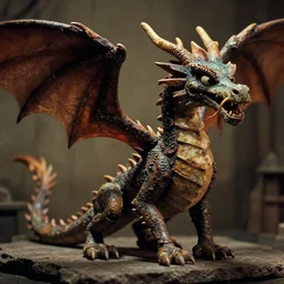 still from a movie of a stop motion dragon, by ray harryhausen, 3 5 mm film, grainy, evocative, atmospheric lighting, intricate, highly detailed, sharp focus, cinematic, masterpiece