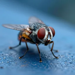 high quality macro photo cute fly! highly detailed hannah yata elson peter cinematic blue lighting high quality low angle hd 8 k sharp shallow depth of field