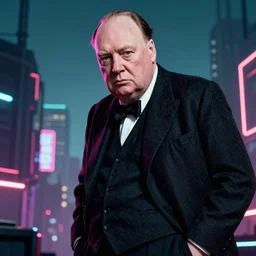 winston churchill in cyberpunk style