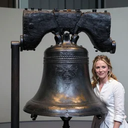 kristen bell with the liberty bell, realistic, 1 8 th century, highly detailed
