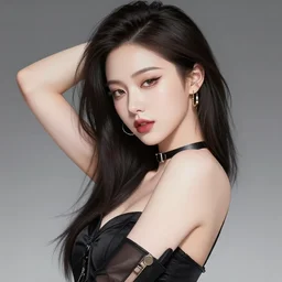 the portrait of an absurdly beautiful, graceful, elegant, sophisticated, fashionable cyberpunk gravure idol, an ultrafine hyperdetailed illustration by kim jung gi, irakli nadar, intricate linework, back and silver, porcelain skin, unreal engine 5 highly rendered, global illumination, radiant light, detailed and intricate environment