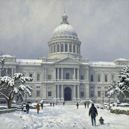 Snow in Manila, painted by Fernando Amorsolo