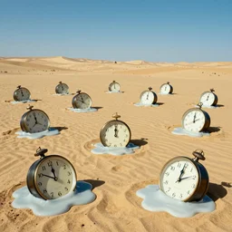 melting clocks in a desert, by Salvador Dali