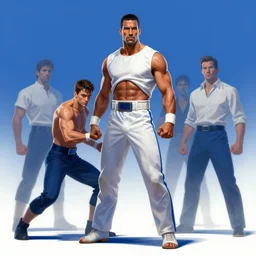 rocky iv training montage, matte painting, art concept, unreal engine, by aenaluck, artgerm and roberto ferri and greg rutkowski, blue and white tones, digital painting, artstation, concept art, smooth, sharp focus ilustration hq