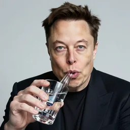 detailed photo of elon musk drinking vodka