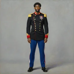 full body portrait of the dictator of the philadelphia 7 6 ers, 1 8 8 9, in full military garb, joel embiid, oil on canvas by william sidney mount, trending on artstation