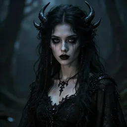 stunning otherworldly Gothic goddess of beauty, dark and mysterious, atmospheric, ominous, eerie, cinematic, Epic, 8k, 4k, ultra detail, ultra realistic, rendered by awesomeness