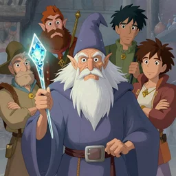 exquisite portrait of an old wizard with a crystal wand, rodel gonzalez, marc davis, milt kahl, jim warren, don bluth, glen keane, jason deamer, rob kaz, character art, concept art