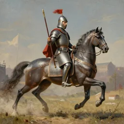 byzantine cataphract mounted on horseback, by marc simonetti