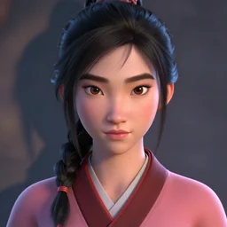 a teenager, japanese, looks like mulan, with his hair tied back in a braid, perfect face, symmetric eyes, sharp focus, specular reflection, occlusion shadow, artstation, by ilya kuvshinov and jeremy lipking, light novel cover art, 3 d epic illustrations, symmetric body