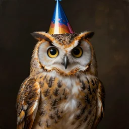 ( ( ( shy guy ) ) ) by jean baptiste monge!!!! birthday owl in a pary hat