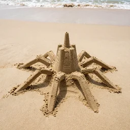 sand castle in the shape of a spider beach
