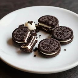 deconstructed oreo dinner served on a marble plate, michelin star restaurant, 4K photo