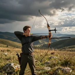 bow and arrow, full picture, photorealistic