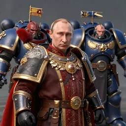 portrait of vladimir putin as emperor and dmitryi medvedev as fulgrim in warhammer 4 0 k, 4 k, 8 k, octane render