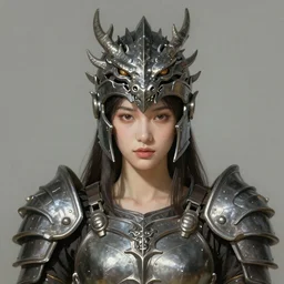 a professional painting of a beautiful young female, wearing a dragon-shaped metallic helmet, clothed in battle armor, olive skin, long dark hair, beautiful bone structure, symmetrical facial features, intricate, elegant, digital painting, concept art, smooth, sharp focus, illustration, from Metal Gear, by Ruan Jia and Mandy Jurgens and Greg Rutkowski and Artgerm and William-Adolphe Bouguerea
