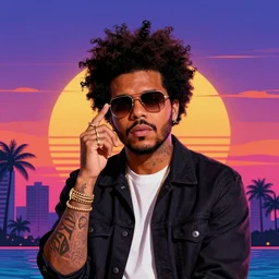 the weeknd 2020 sunset miami background retrowave digital art