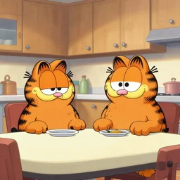 jon and garfield at the kitchen table by jim davis