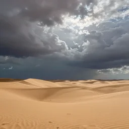the lone level sands stretch far away, but the sky is filled with immense structures, half-visible through roiling clouds