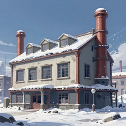 a beautiful very detailed anime illustration of coach house industrial architecture building by ivan aivazovsky, evil at winter postcyberpunk tundra matte painting dieselpunk poppy otherworldly bioshock anime crystal biopunk vice city tokyo studio ghibli, archdaily, wallpaper, highly detailed, trending on artstation.