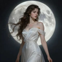 goddess of the Moon, elegant, highly detailed, digital painting, artstation, concept art, smooth, sharp focus, illustration, ArtStation, art by artgerm and greg rutkowski and alphonse mucha and J. C. Leyendecker and Edmund Blair Leighton and Charlie Bowater