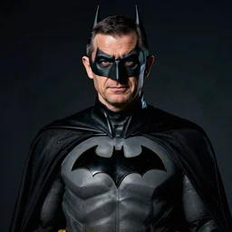 mr. bean as batman, studio portrait, highly detailed, cinematic lighting, dark ambient
