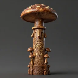 ancient elvish tribal mushroom god character sheet ornate wooden totem, intricate artwork by Alphonse Mucha, James jean, Noah Bradley, very coherent stylized artwork, cinematic, hyper realism, high detail, 8k, Vibrant chromatic colors, High contrast, higly detailed black ink outline