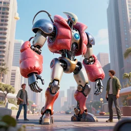 santiago calatrava design ; a beautiful hyperrealistic ultradetailed 3 d render of an alien flexible flat whip robot wearing a puffy jacket in the city, by brian sum and stephen martiniere and antonio manzanedo. mech, unreal engine, octane render, pbr, 3 d, brilliantly colored, intricate, wide angle, volumetric lighting, polished, path tracing,
