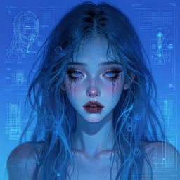 moody emotional portrait of jewel wormentity dreamer in the style of Rob Lefield and Dan Mumford , trending on artstation, digital art,surrealism ,macro,blueprint ,vaporwave ,