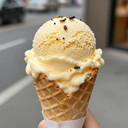 photo an ice cream with bits of insects