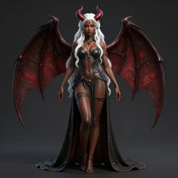 full length complex 3 d hyper realistic smooth ultra sharp render of a gorgeous light skinned african woman with white hair | demoness, succubus | medieval, fantasy, d & d | art by 吵 集 仁 儿 on artstation + oh jinwook + sakimichan